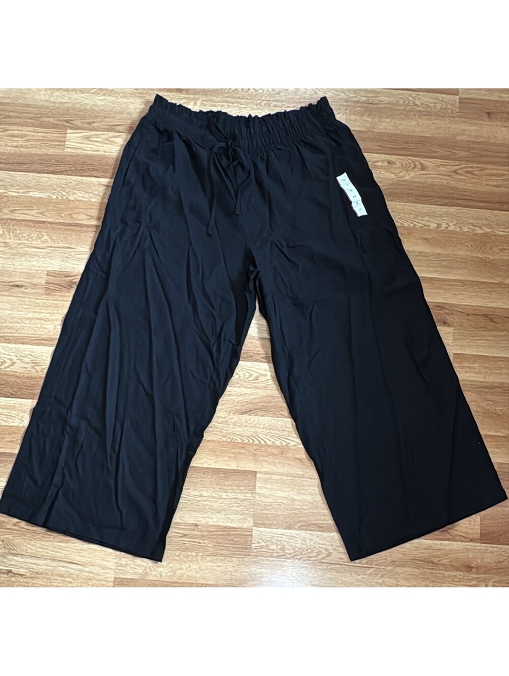 Ava & Viv Black Wide Leg Drawstring Pants Size 1X New
